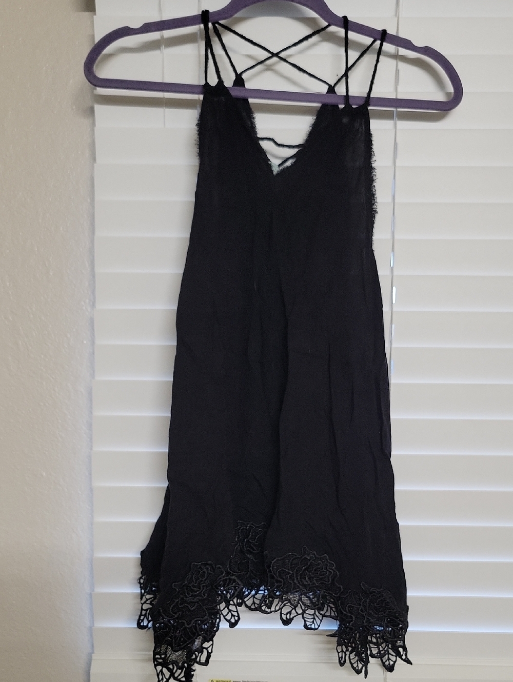 Free People Black Lace-Trim Tank Top
